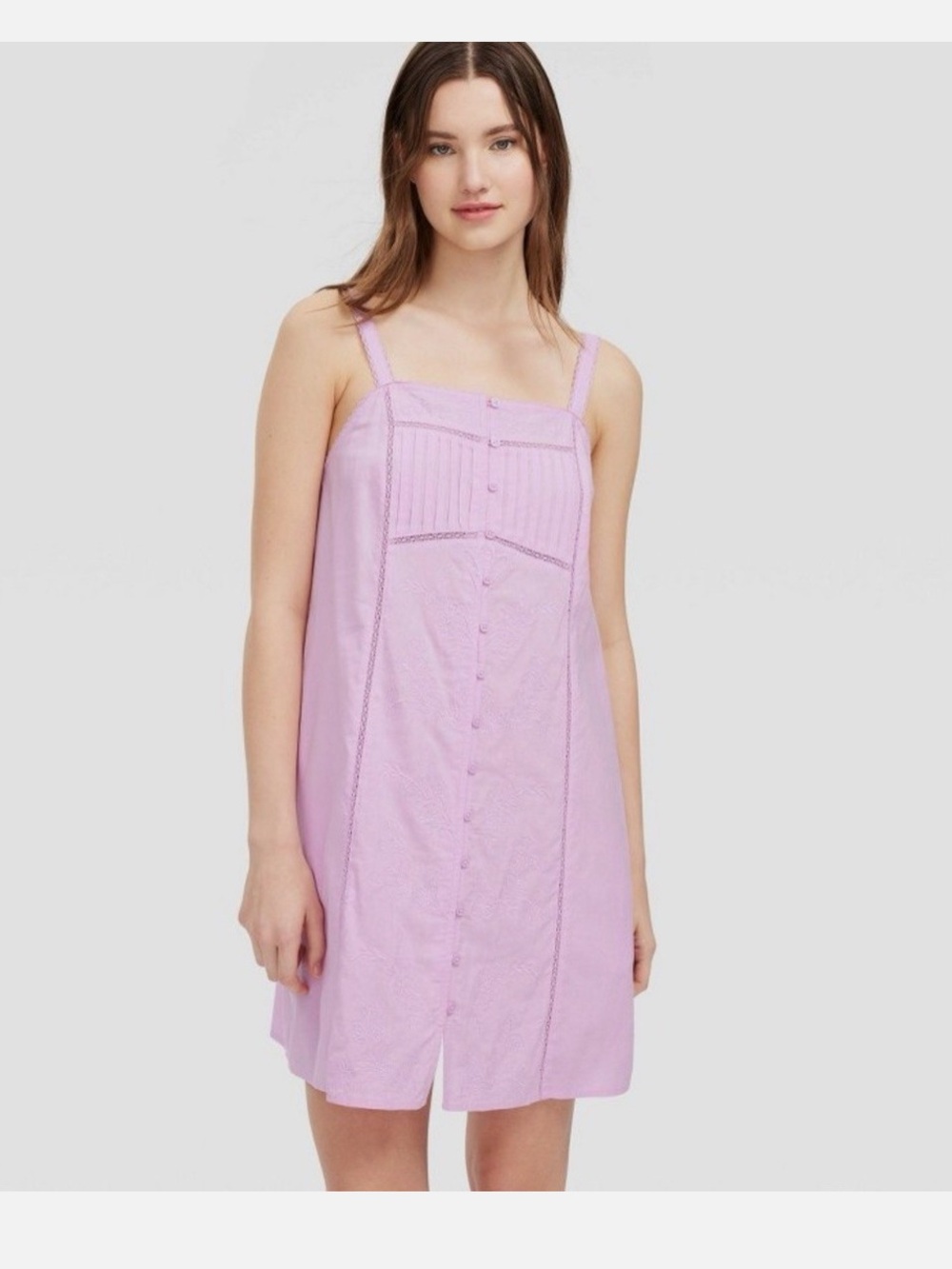 Roller Rabbit x Target Women's Embroidered Pleated Slip Sleep Dress Lavender